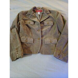 Anne Klein womens cordoruy 2 button  blazer jacket Sage green size 12P stretch